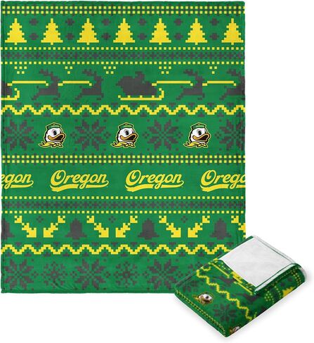 Northwest NCAA Oregon Ducks، وقت عيد الميلاد، بطانية رمي حريرية الملمس، 50 × 60 بوصة in Saudi Arabia
