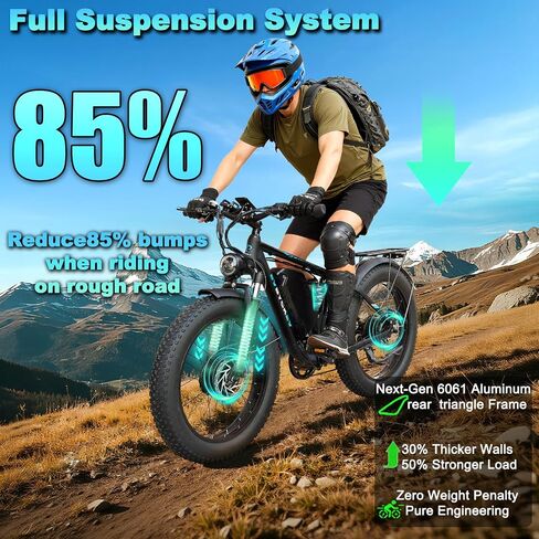 8000W Peak Dual Motor Ebike for Adults 47 MPH Fast Electric Bike, 58V Max-Output 1972 Wh Up to 105 Miles Ebikes,24" Fat Tire E-Bike,Full Suspension Electric Bicycle for Mountain Commuter Snow in Saudi Arabia