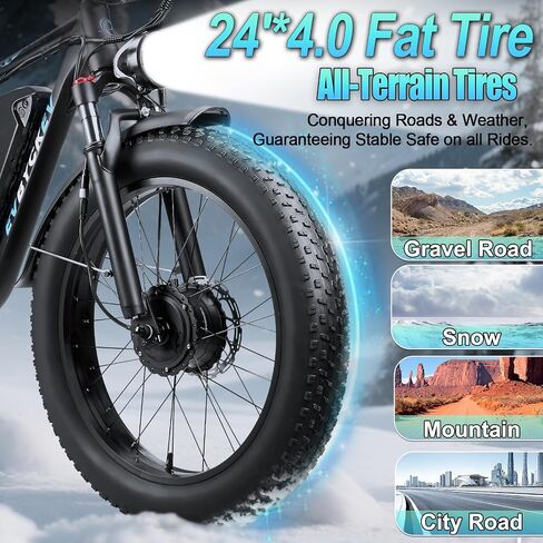 8000W Peak Dual Motor Ebike for Adults 47 MPH Fast Electric Bike, 58V Max-Output 1972 Wh Up to 105 Miles Ebikes,24" Fat Tire E-Bike,Full Suspension Electric Bicycle for Mountain Commuter Snow in Saudi Arabia