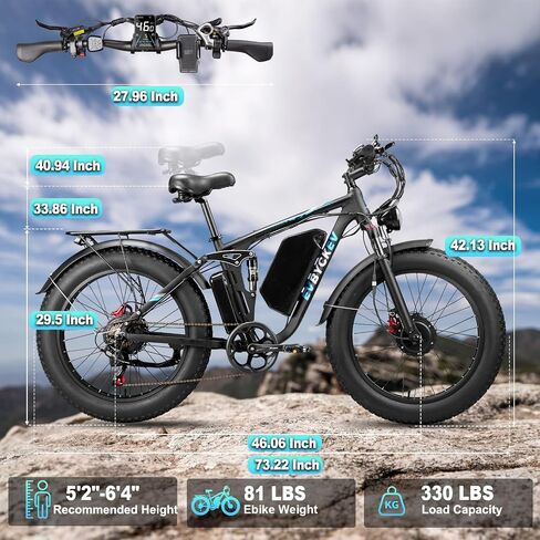 8000W Peak Dual Motor Ebike for Adults 47 MPH Fast Electric Bike, 58V Max-Output 1972 Wh Up to 105 Miles Ebikes,24" Fat Tire E-Bike,Full Suspension Electric Bicycle for Mountain Commuter Snow in Saudi Arabia