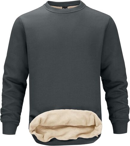 Tansozer Mens Fleece Crewneck Sweatshirt Warm Sherpa Lined Thick Pullover Long Sleeve Tops Shirts in Saudi Arabia