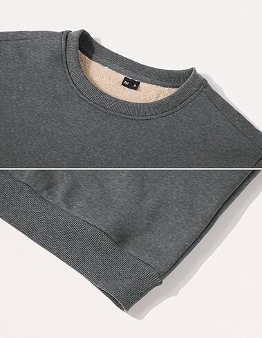 Tansozer Mens Fleece Crewneck Sweatshirt Warm Sherpa Lined Thick Pullover Long Sleeve Tops Shirts in Saudi Arabia
