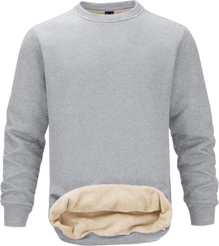 Tansozer Mens Fleece Crewneck Sweatshirt Warm Sherpa Lined Thick Pullover Long Sleeve Tops Shirts in Saudi Arabia