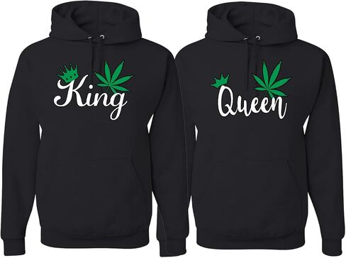 Weed King Weed Queen Couple Shirts His and Hers Matching Couples Hoodie Sweater Set in Saudi Arabia