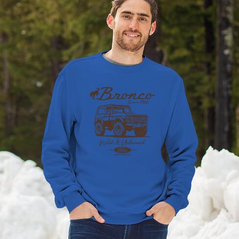 Tee Hunt Ford Bronco Wild and Untamed Since 1966 Sweatshirt Vintage Off-Road 4x4 Adventure Retro Truck Licensed Crewneck in Saudi Arabia