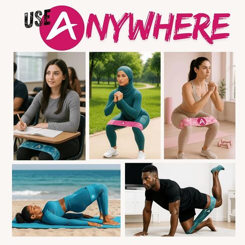 AnaErgetic Premium Resistance Bands, 4 Set of Stretch Bands for Booty Legs, Exercise Workout Bands for Women and Men, Pilates Flexbands, Durable Fabric, Exclusive Box and Carry Bag in Saudi Arabia