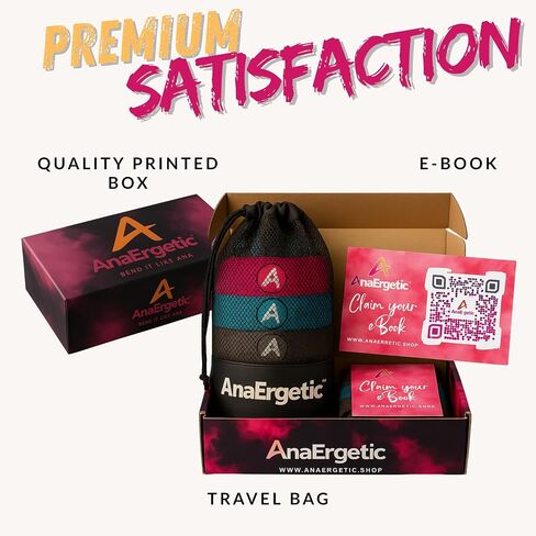 AnaErgetic Premium Resistance Bands, 4 Set of Stretch Bands for Booty Legs, Exercise Workout Bands for Women and Men, Pilates Flexbands, Durable Fabric, Exclusive Box and Carry Bag in Saudi Arabia