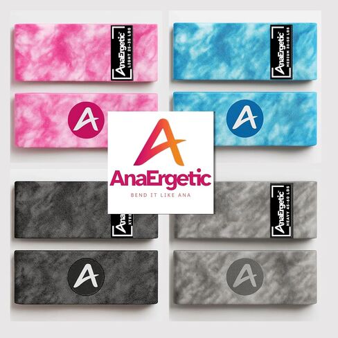 AnaErgetic Premium Resistance Bands, 4 Set of Stretch Bands for Booty Legs, Exercise Workout Bands for Women and Men, Pilates Flexbands, Durable Fabric, Exclusive Box and Carry Bag in Saudi Arabia