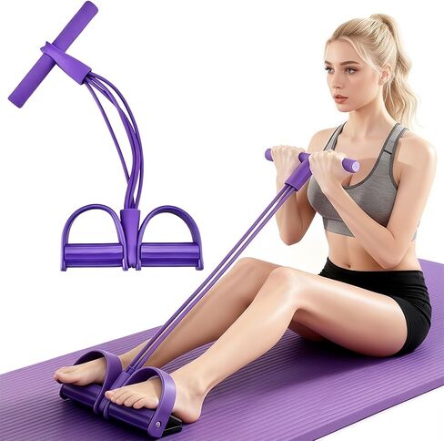 21 Fitness Resistance Bands-6 Tube Pedal Ankle Puller, Pedal Resistance Band with Handle, Natural Latex Fitness Bands, Multifunction Tension Rope for Abdomen, Waist, Arm, Leg Stretching Training in Saudi Arabia