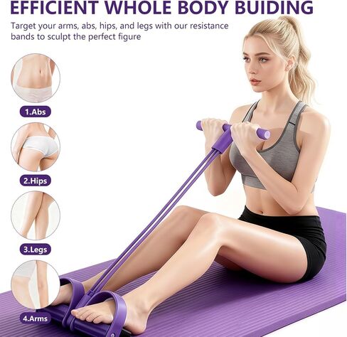 21 Fitness Resistance Bands-6 Tube Pedal Ankle Puller, Pedal Resistance Band with Handle, Natural Latex Fitness Bands, Multifunction Tension Rope for Abdomen, Waist, Arm, Leg Stretching Training in Saudi Arabia