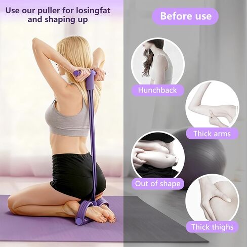 21 Fitness Resistance Bands-6 Tube Pedal Ankle Puller, Pedal Resistance Band with Handle, Natural Latex Fitness Bands, Multifunction Tension Rope for Abdomen, Waist, Arm, Leg Stretching Training in Saudi Arabia