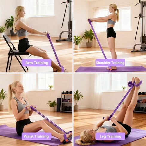 21 Fitness Resistance Bands-6 Tube Pedal Ankle Puller, Pedal Resistance Band with Handle, Natural Latex Fitness Bands, Multifunction Tension Rope for Abdomen, Waist, Arm, Leg Stretching Training in Saudi Arabia