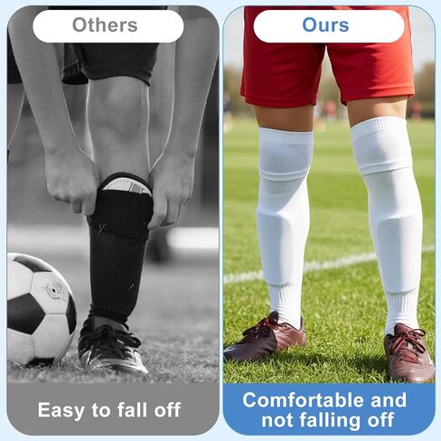 2 Pairs Soccer Shin Guard Sleeves, Soccer Shin Guard Covers Socks Football Pads Holders Breathable Shin Pad Compression Sleeves with Insert Pocket for Teenagers Youth Adults Beginners in Saudi Arabia
