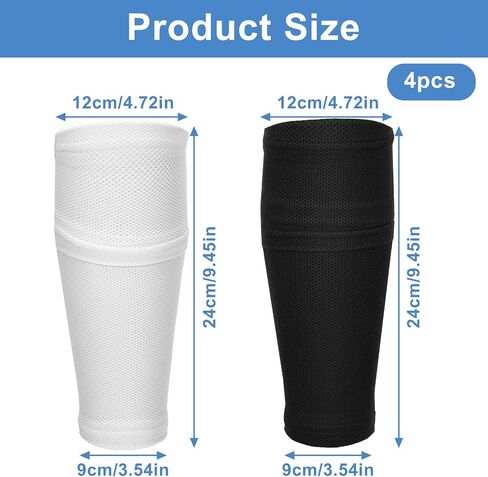 2 Pairs Soccer Shin Guard Sleeves, Soccer Shin Guard Covers Socks Football Pads Holders Breathable Shin Pad Compression Sleeves with Insert Pocket for Teenagers Youth Adults Beginners in Saudi Arabia