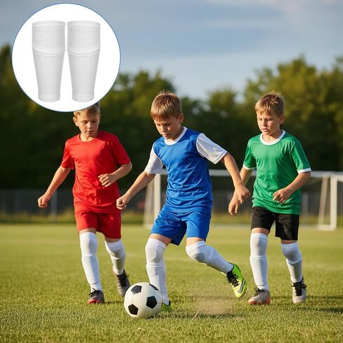 2 Pairs Soccer Shin Guard Sleeves, Soccer Shin Guard Covers Socks Football Pads Holders Breathable Shin Pad Compression Sleeves with Insert Pocket for Teenagers Youth Adults Beginners in Saudi Arabia