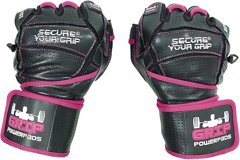 Grip Power Pads Leather Gym Gloves for Women – Built-in 2" Wrist Wraps, Pink Weightlifting, Powerlifting, Bodybuilding Workout in Saudi Arabia