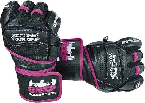 Grip Power Pads Leather Gym Gloves for Women – Built-in 2" Wrist Wraps, Pink Weightlifting, Powerlifting, Bodybuilding Workout in Saudi Arabia