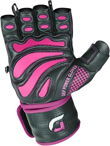Grip Power Pads Leather Gym Gloves for Women – Built-in 2" Wrist Wraps, Pink Weightlifting, Powerlifting, Bodybuilding Workout in Saudi Arabia
