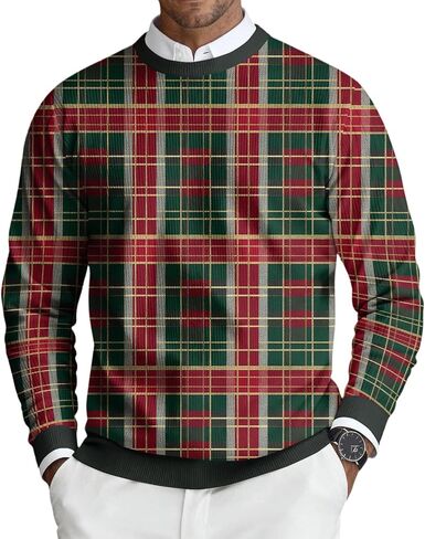 عيد الميلاد البلوز الرجال Crewneck كم طويل البلوزات بلوزات عادية عيد الميلاد الرسم طباعة البلوز in Kuwait