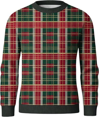 عيد الميلاد البلوز الرجال Crewneck كم طويل البلوزات بلوزات عادية عيد الميلاد الرسم طباعة البلوز in Kuwait