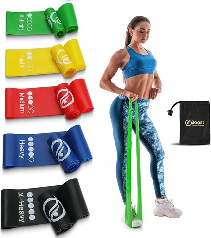 Resistance Bands for Working Out, Exercice Bands Set with 5 Different Levels for Physical Therapy, Elastic Bands with Instruction Guide and Carry Bag for Indoor & Outdoor Fitness in Saudi Arabia