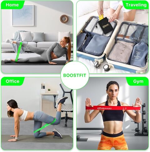 Resistance Bands for Working Out, Exercice Bands Set with 5 Different Levels for Physical Therapy, Elastic Bands with Instruction Guide and Carry Bag for Indoor & Outdoor Fitness in Saudi Arabia