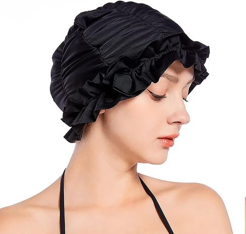 Fabric Swimming Cap Non-Waterproof Nylon Swim Cap Pleated Bathing Hat for Long/Short Hair Elastic Swim Hat for Girl Women in Saudi Arabia