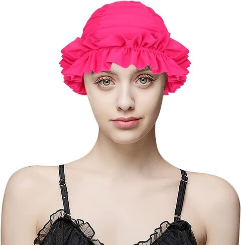 Fabric Swimming Cap Non-Waterproof Nylon Swim Cap Pleated Bathing Hat for Long/Short Hair Elastic Swim Hat for Girl Women in Saudi Arabia