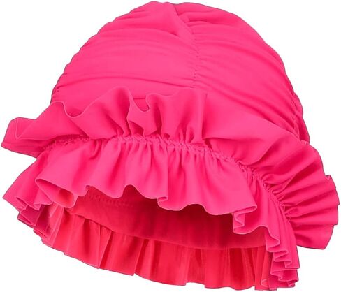 Fabric Swimming Cap Non-Waterproof Nylon Swim Cap Pleated Bathing Hat for Long/Short Hair Elastic Swim Hat for Girl Women in Saudi Arabia