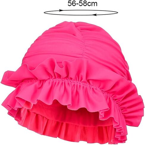Fabric Swimming Cap Non-Waterproof Nylon Swim Cap Pleated Bathing Hat for Long/Short Hair Elastic Swim Hat for Girl Women in Saudi Arabia