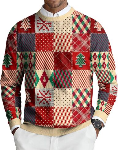 عيد الميلاد البلوز الرجال Crewneck كم طويل البلوزات بلوزات عادية عيد الميلاد الرسم طباعة البلوز in Kuwait