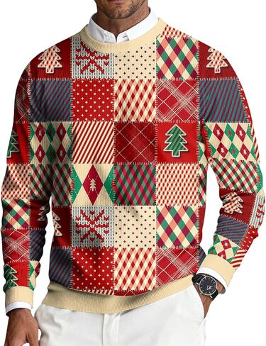 عيد الميلاد البلوز الرجال Crewneck كم طويل البلوزات بلوزات عادية عيد الميلاد الرسم طباعة البلوز in Kuwait