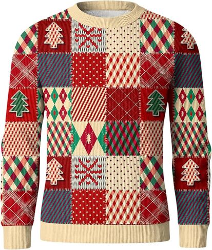 عيد الميلاد البلوز الرجال Crewneck كم طويل البلوزات بلوزات عادية عيد الميلاد الرسم طباعة البلوز in Kuwait