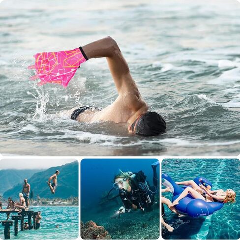 Webbed Swim Gloves, Swimming Resistance Gloves Water Resistance Training Accessories for Swimming and Diving - Red in Saudi Arabia