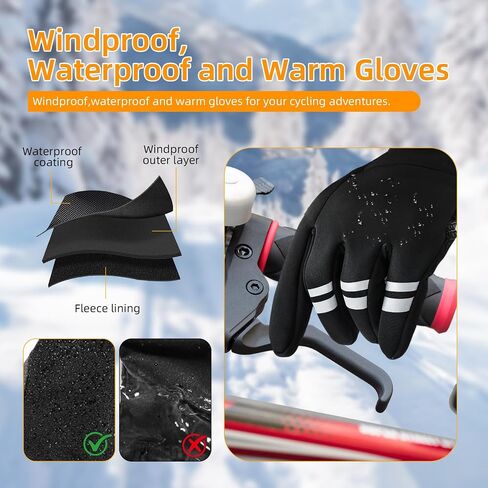 Ryaco Winter Thermal Cycling Gloves for Men&Women, Cold Weather Insulated Warm Gloves Waterproof Touchscreen for Skiing, Running, Riding, Driving in Saudi Arabia