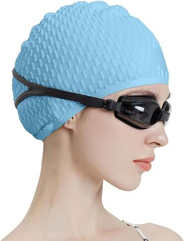 1pcs Silicone Swimming Caps Large Size Long Hair Ear Protection Swim Caps for Women Elastic Pure Color Swimming Cap in Saudi Arabia