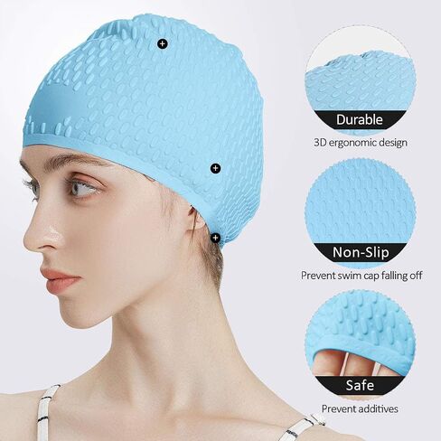 1pcs Silicone Swimming Caps Large Size Long Hair Ear Protection Swim Caps for Women Elastic Pure Color Swimming Cap in Saudi Arabia
