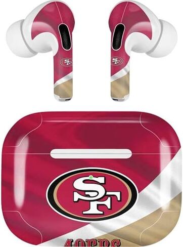 ملصق صوتي من Skinit متوافق مع Apple AirPods Pro - تصميم أبيض وأسود مرخص رسميًا من NFL San Franciso 49ers in Saudi Arabia