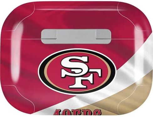 ملصق صوتي من Skinit متوافق مع Apple AirPods Pro - تصميم أبيض وأسود مرخص رسميًا من NFL San Franciso 49ers in Saudi Arabia