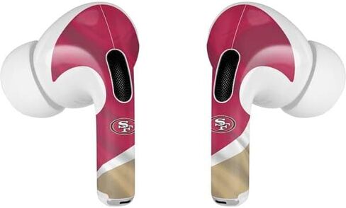 ملصق صوتي من Skinit متوافق مع Apple AirPods Pro - تصميم أبيض وأسود مرخص رسميًا من NFL San Franciso 49ers in Saudi Arabia