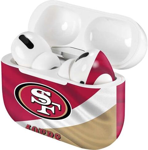 ملصق صوتي من Skinit متوافق مع Apple AirPods Pro - تصميم أبيض وأسود مرخص رسميًا من NFL San Franciso 49ers in Saudi Arabia