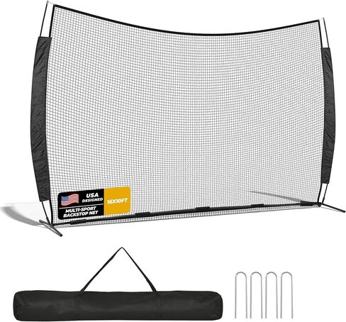 12x9/16x10/20x10ft Barricade Backstop Net, Ball Sports Barrier Netting, Protection Screen for Baseball Softball Lacrosse Soccer Hockey Training for Backyard with Carry Bag in Kuwait