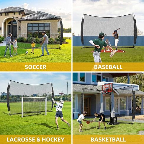 12x9/16x10/20x10ft Barricade Backstop Net, Ball Sports Barrier Netting, Protection Screen for Baseball Softball Lacrosse Soccer Hockey Training for Backyard with Carry Bag in Kuwait