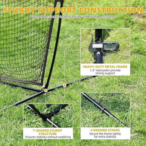 12x9/16x10/20x10ft Barricade Backstop Net, Ball Sports Barrier Netting, Protection Screen for Baseball Softball Lacrosse Soccer Hockey Training for Backyard with Carry Bag in Kuwait