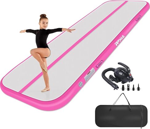 حصيرة المسار الهوائية 6.6 قدم 10 قدم 13 قدم 16 قدم 20 قدم سجادة الجمباز القابلة للنفخ مع مضخة هواء للأطفال البالغين، حصير جمباز سميك 4/8 بوصة للاستخدام المنزلي في صالة الألعاب الرياضية في الهواء الطلق للتدريب على التشجيع in Kuwait