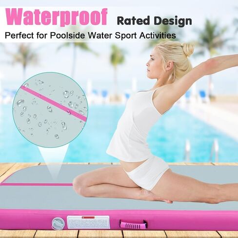 حصيرة المسار الهوائية 6.6 قدم 10 قدم 13 قدم 16 قدم 20 قدم سجادة الجمباز القابلة للنفخ مع مضخة هواء للأطفال البالغين، حصير جمباز سميك 4/8 بوصة للاستخدام المنزلي في صالة الألعاب الرياضية في الهواء الطلق للتدريب على التشجيع in Kuwait