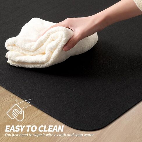 سجادة جهاز مشي للصالة الرياضية المنزلية - وسادة مشي عالية الكثافة لمعدات المشي على شكل جهاز مشي، مناسبة لسجاد الأرضية، بسمك 86.6 بوصة × 40 بوصة، بسمك 5 مم، أسود in Kuwait