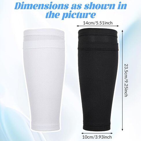 2 Pairs Adults Youth Soccer Shin Guards Sleeves, Soccer Shin Guard Socks Shin Pads Socks Soft Breathable Leg Sleeves Holder with Pockets for Sports (Black, White) in Saudi Arabia