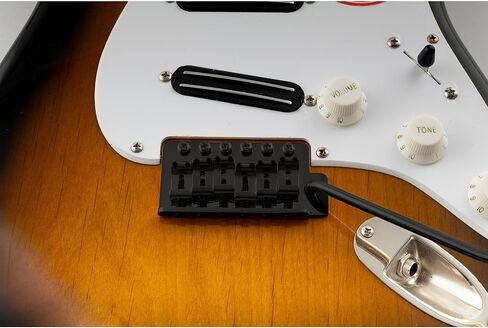 Musiclily Ultra 52.5 مم (2-1/16 بوصة) جسر ST Tremolo قياسي بـ 6 براغي مع سروج فولاذية منحنية عتيقة 42 مم ذراع دفع من النحاس الصلب للجيتار الكهربائي على طراز Strat، كروم in Saudi Arabia
