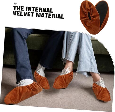 BESPORTBLE 2pairs Bowling Shoe Covers for Adults Non-Slip Reusable Shoe Protector Booties for Indoor Use Slip Design for Comfort and Durability Brown in Saudi Arabia